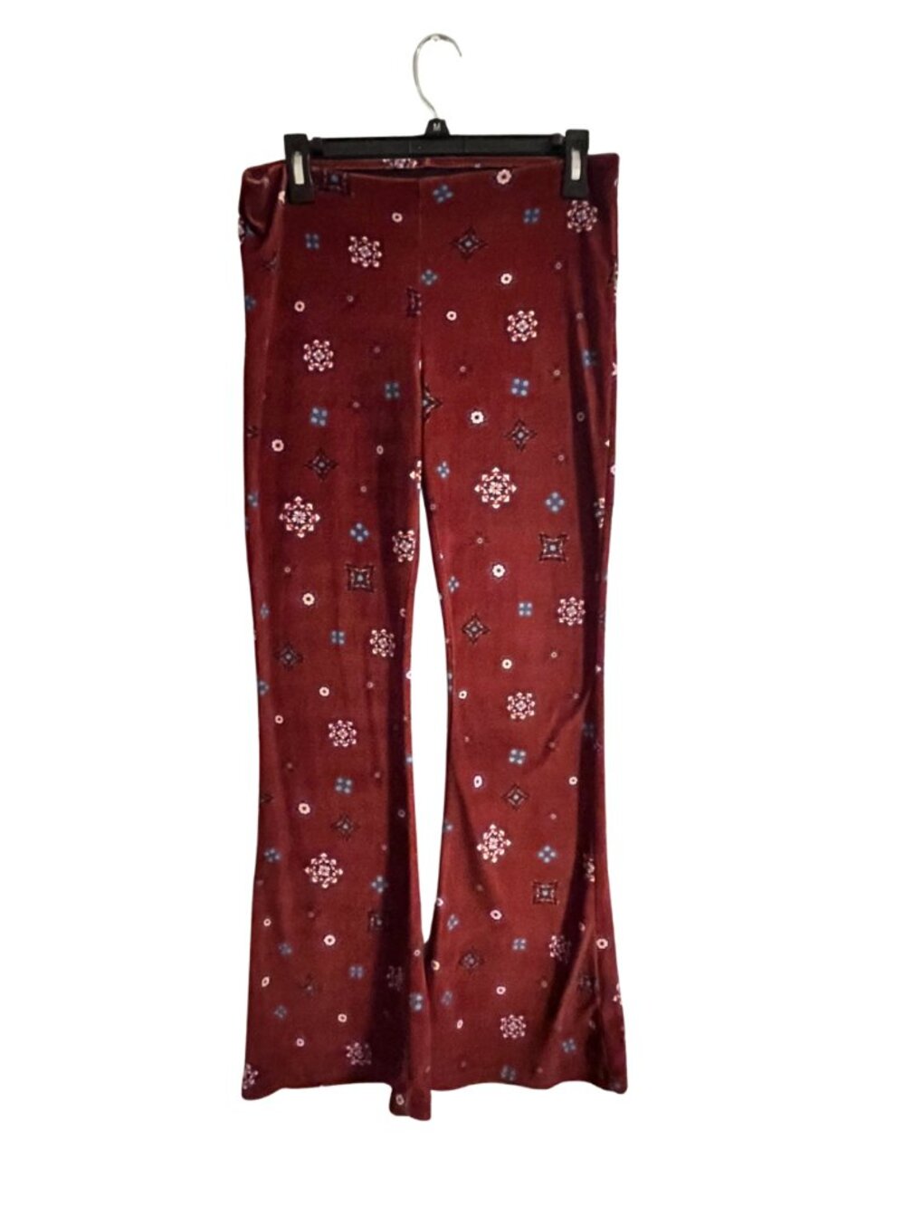 Zara Trafaluc Printed Velvet Flare Pants M 28